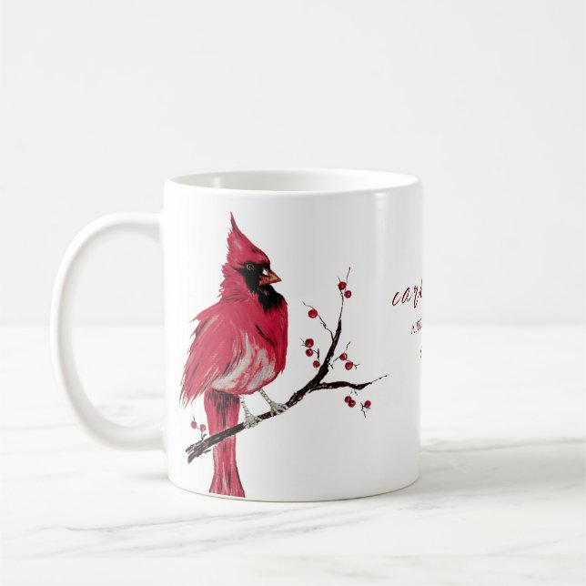 Kardinaler syns när änglar är nära Vattenfärg Kaffemugg (Vänster)