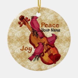 Kardinaler Violin ornamentik Julgransprydnad Keramik