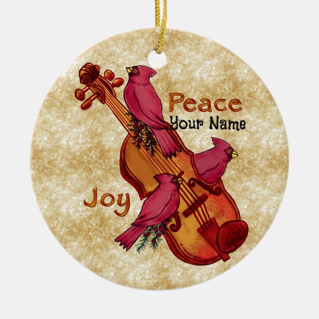 Kardinaler Violin ornamentik Julgransprydnad Keramik (Framsidan)
