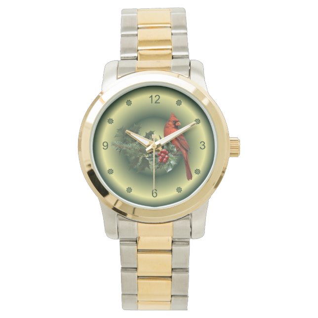 Kardinaler visas när Änglar är nära ~ jul~ Armbandsur (Framsida)