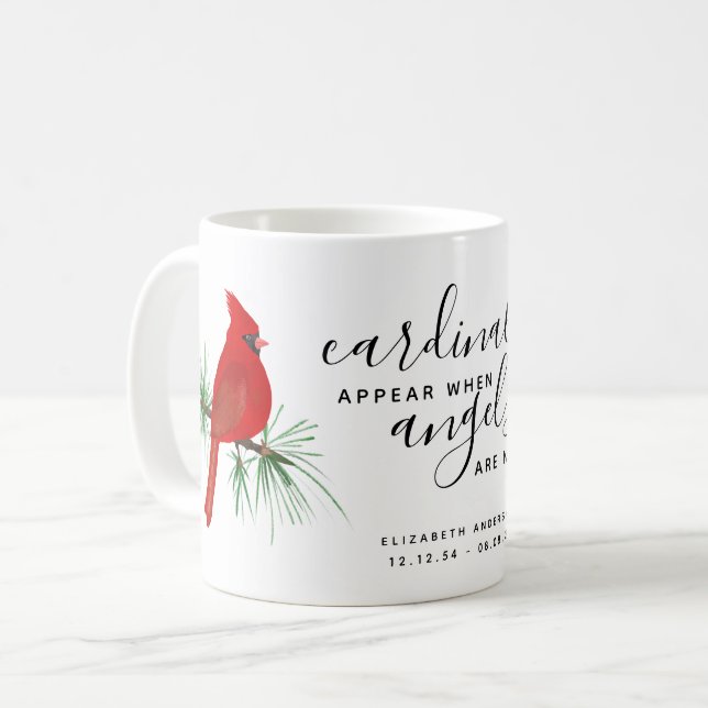 Kardinaler visas när Änglar ligger nära Namn Kaffemugg (Framsida vänster)