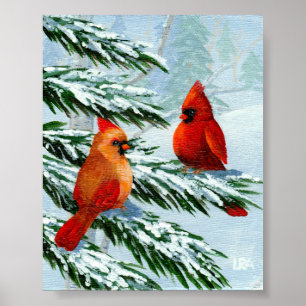 Kardinalerna Winter Birds Snowy Ligcape Creationar Poster