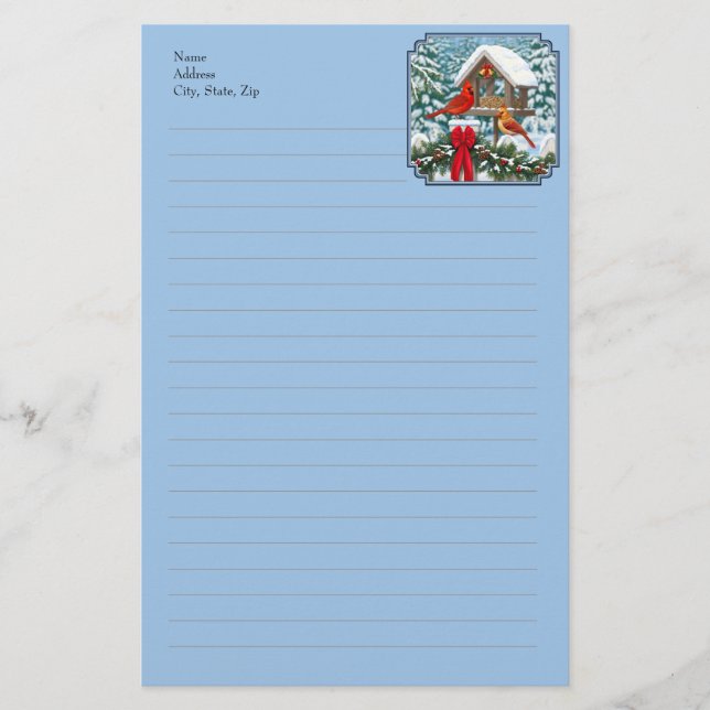 Kardinalers julfest blå brevpapper (Framsida)