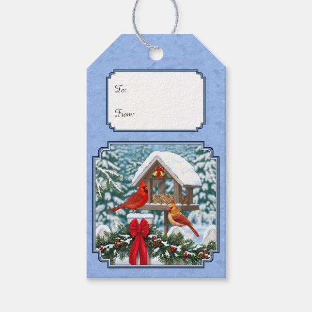 Kardinalers julfest blå presentetikett (Framsidan)