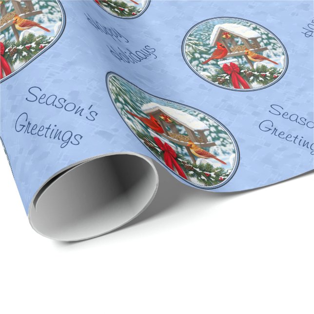 Kardinalers julfest blå presentpapper (Rullad Hörn)