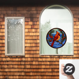 Kardinalfågel i berry Bush Faux-glaset