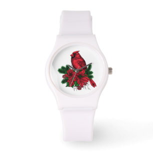 Kardinalfågel, julillustration armbandsur