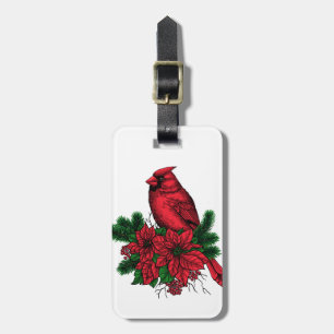 Kardinalfågel, julillustration bagagebricka
