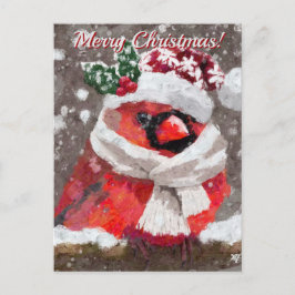 Kardinalfågelsscarf mössa snö semester vykort