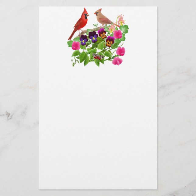 Kardinalfåglar i Garden Stationery Brevpapper (Framsida)