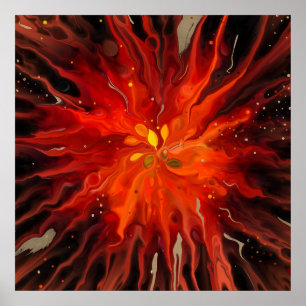 Kardinalkärna – Abstrakt Energisk Explosion Poster