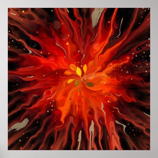 Kardinalkärna – Abstrakt Energisk Explosion Poster (Framsidan)