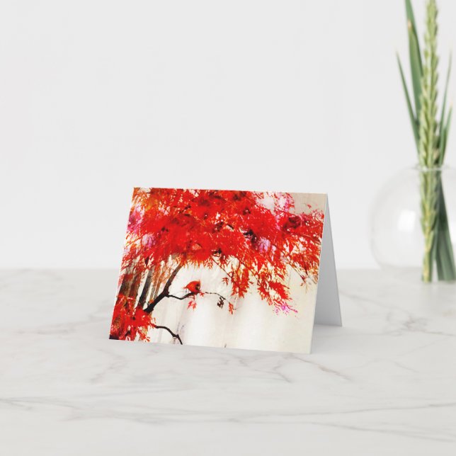 Kardinalkort för hälsning, fågelkort tack kort (Framsida)