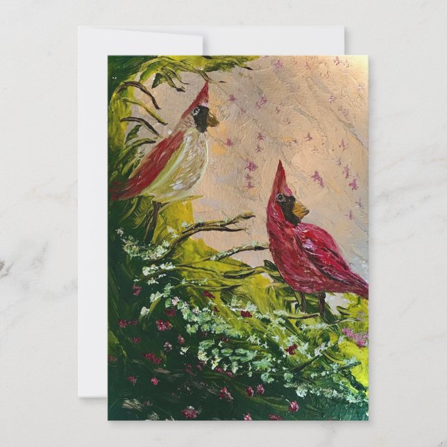 Kardinalkort för par Helgdag Tack Kort (Framsida)