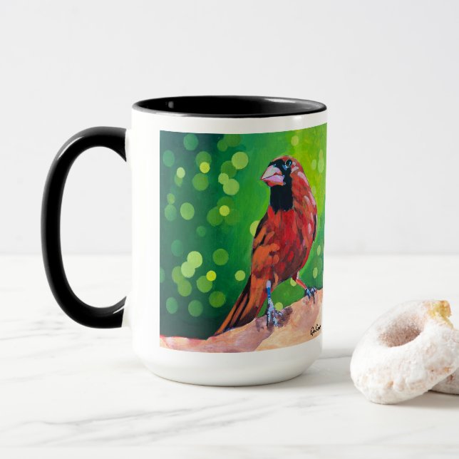 Kardinalmålning - Present till fågelälskare Mugg (Med munk)