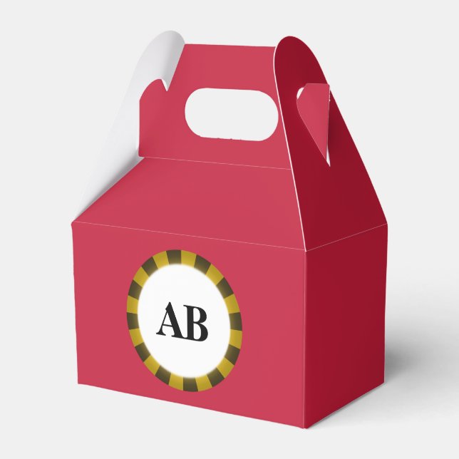 Kardinalröd enfärgad med monogram presentaskar (Framsidan Sidan)