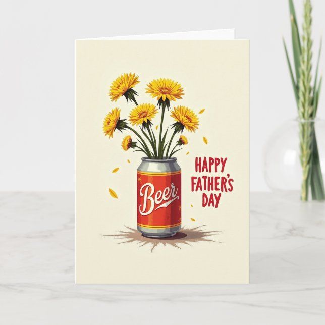 Kardinalröd fadersdags kort med blommor (Framsida)