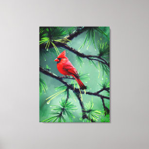 Kardinalröd fågel Canvas Väggkonst