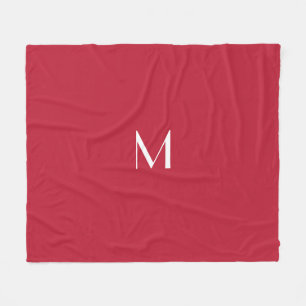 Kardinalröd med monogram fleecefilt
