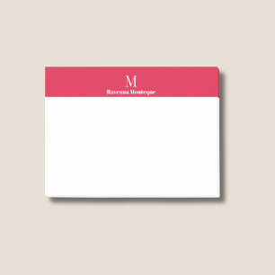 Kardinalröd Modern Personlig Initial Monogram Post-it Block