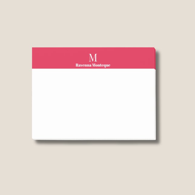 Kardinalröd Modern Personlig Initial Monogram Post-it Block (Skapare uppladdad)