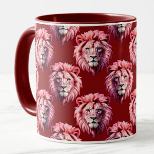Kardinalröd Rosa Lejonhuvud Design Mugg