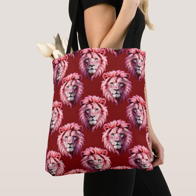 Kardinalröd Rosa Lejonhuvud Design Tygkasse (Skapare uppladdad)
