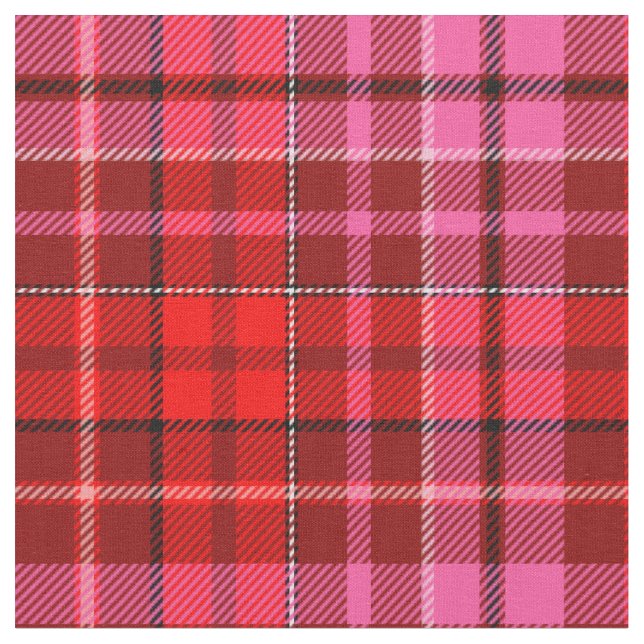 Kardinalröd rosa rutig tartan-design  tyg (Närbild)