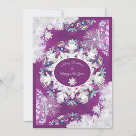 Kardinalröd rosace och snöflake julkort