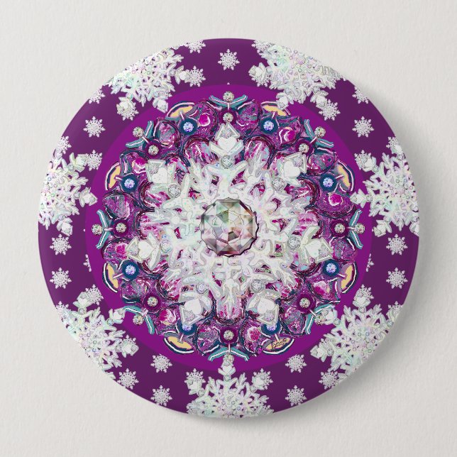 Kardinalröd rosace och snöflake knapp (Framsida)