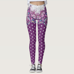 Kardinalröd rosace och snöflake leggings
