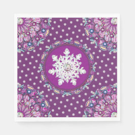 Kardinalröd rosace och snöflake pappersservett