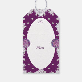 Kardinalröd rosace och snöflake presentetikett