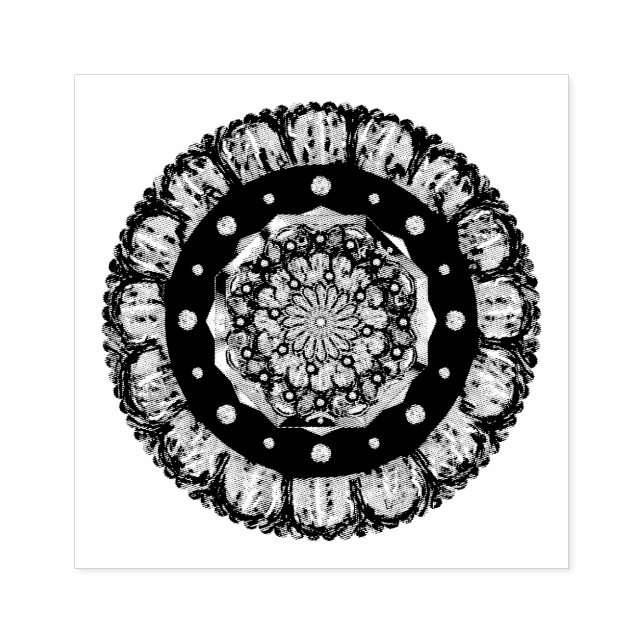 Kardinalröd rosace och snöflake stämpel (Tryck)