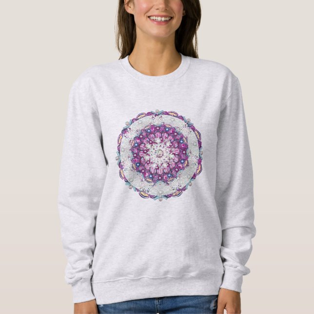 Kardinalröd rosace och snöflake t shirt (Framsida)