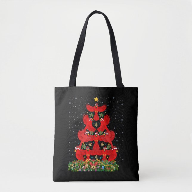 Kardinals Bird Julgran Gift Funny jul Tygkasse (Framsida)