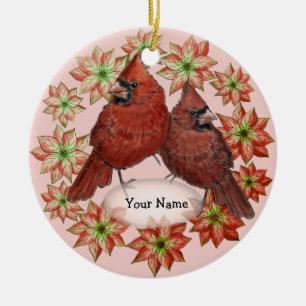 Kardinals Poinsettia ornaments Julgransprydnad Keramik