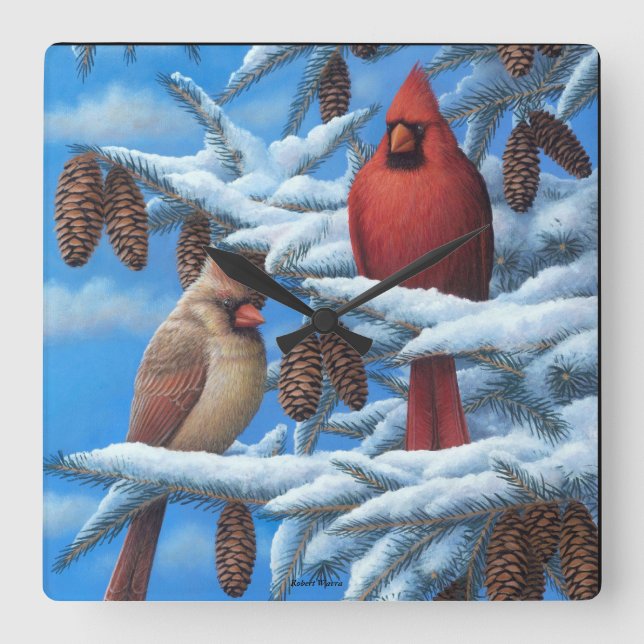 Kardinalväggen tar tid på fyrkantig klocka (Framsida)