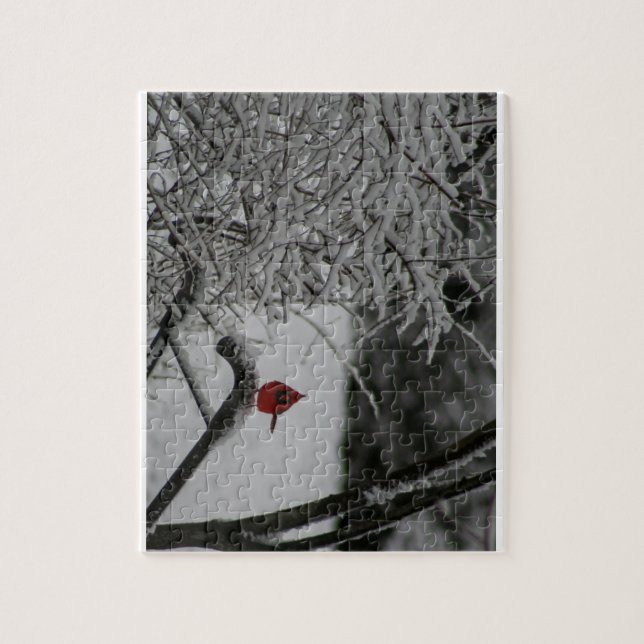 Kardinalvila i Snö Pussel (Vertikal)