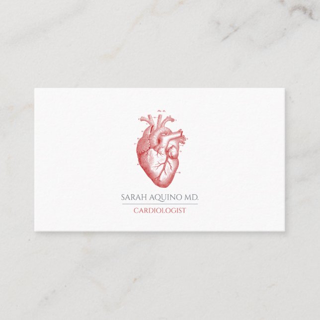 Kardiolog Doktor Anatomical Heart Illustration Visitkort (Framsida)