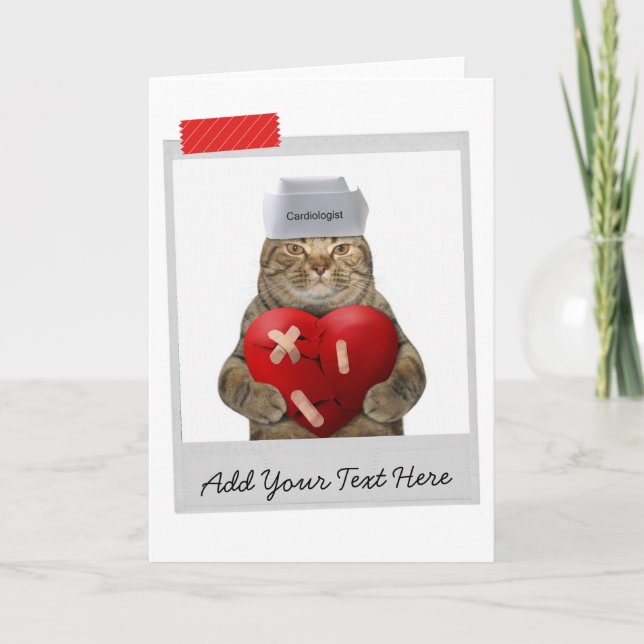 Kardiolog Doktor Heart Surgeon Cat Funny Card Kort (Framsida)