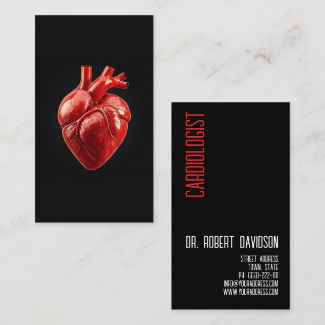Kardiolog Heart Doktor Modern djold Visitkort (Fram/baksida)