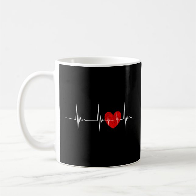 Kardiolog Heart Ekg Hjärtslag Pulseline Kardiol Kaffemugg (Vänster)