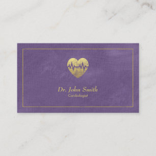 Kardiolog, Lila Canvas Golden Ram & Heart Tidsbeställning Kort