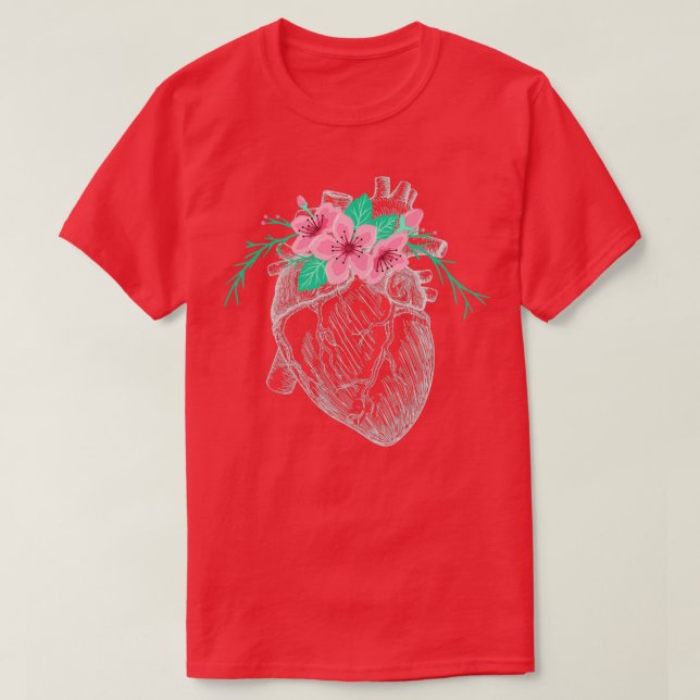 Kardiolog vid anatomiskt hjärta t shirt (Design framsida)