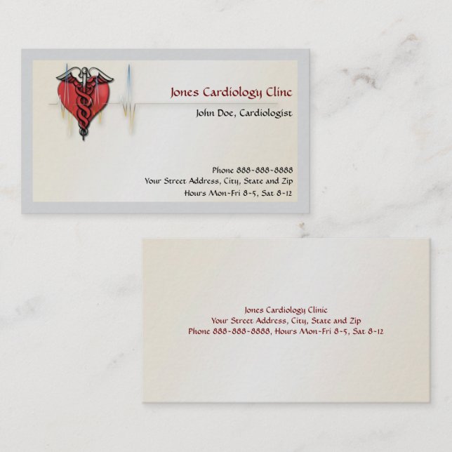 Kardiologist Affärskort Visitkort (Fram/baksida)