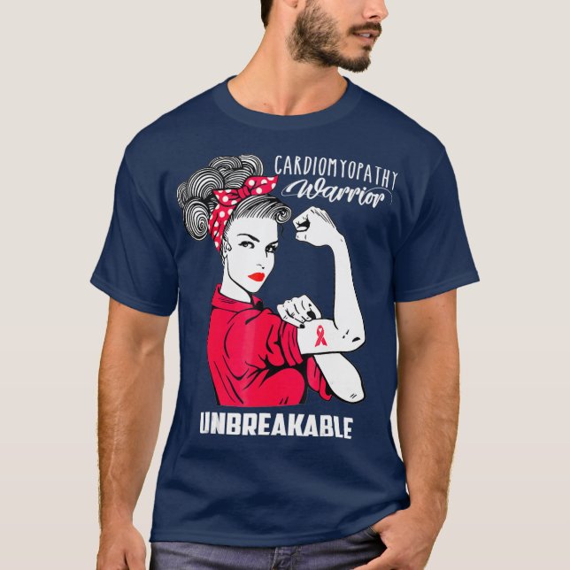 Kardiomyopati Warrior Obrytbar medvetenhet T Shirt (Framsida)
