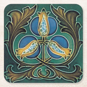 Kardoard papper dryck underlägg art nouveau kvadrat