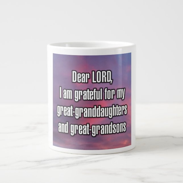 Käre HERRE, jag är tacksam för min oldebarn... Mug Jumbo Mugg (Framsidan)