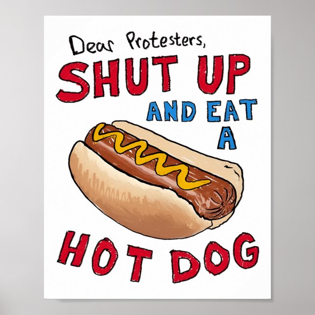 Käre protesterna håller käften och äter en Hund på Poster (Framsidan)